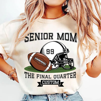 Senior Football Mom Short Sleeve Shirt, Custom Name and Number Short Sleeve Shirt, Game Day Tee, Touchdown Season Gift