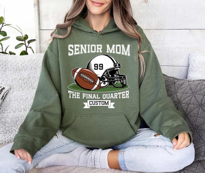 Senior Football Mom Hoodie, Custom Name and Number Hoodie, Game Day Hoodie