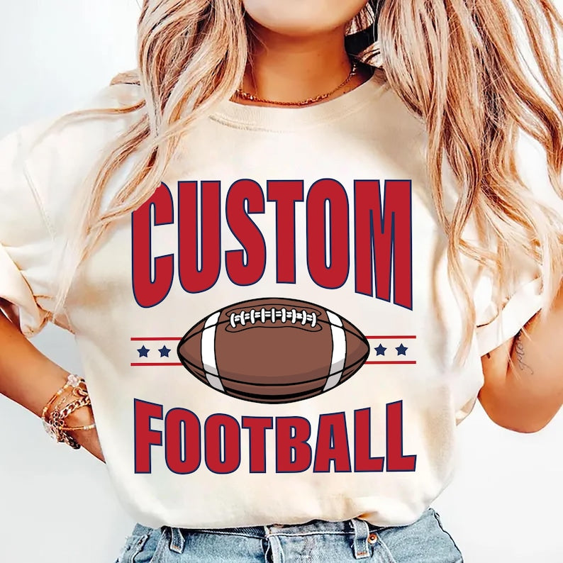 Personalized Mascot Short Sleeve Shirt, Football Custom Your Team Short Sleeve Shirt, Varsity School Football Team Tee