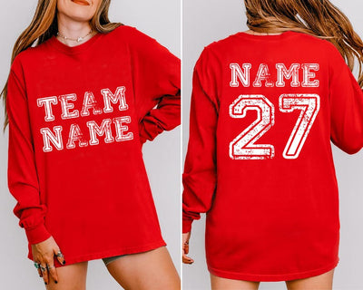 Custom Sports Team Name Long Sleeve Shirt, Personalized Sports Long Sleeve Shirt, Family Number Long Sleeve Shirt