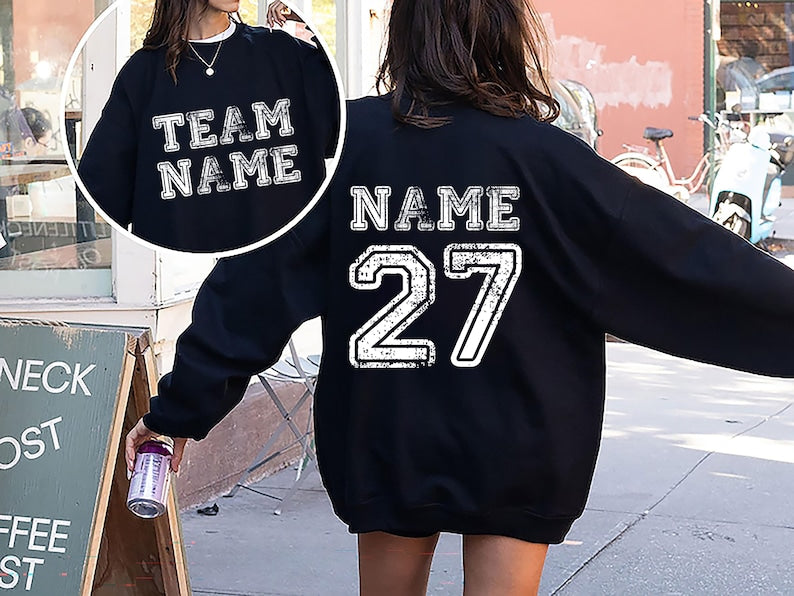 Custom Sports Team Name Sweatshirt, Personalized Sports SweatShirt, Family Number SweatShirt