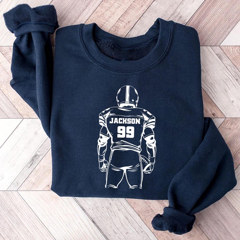 Football Player Silhouette Sweatshirt, Custom Name and Number SweatShirt, Personalized Sports SweatShirt
