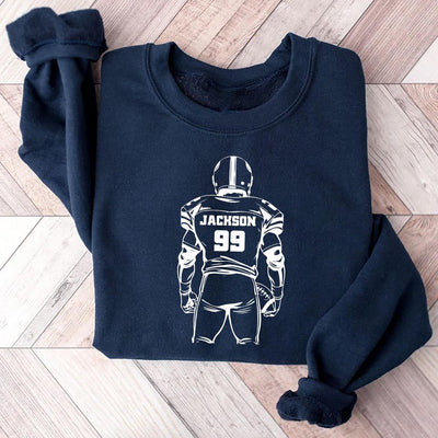 Football Player Silhouette Sweatshirt, Custom Name and Number SweatShirt, Personalized Sports SweatShirt