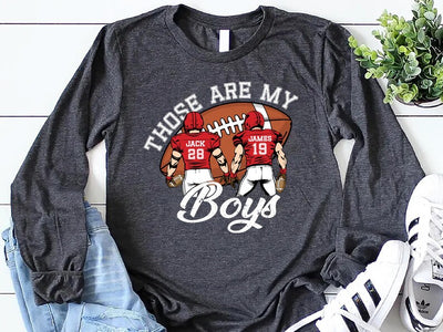 Custom Football Mom Long Sleeve Shirt, Football Jersey Number Long Sleeve Shirt, Football Game Day Tee, Football Name Long Sleeve Shirt