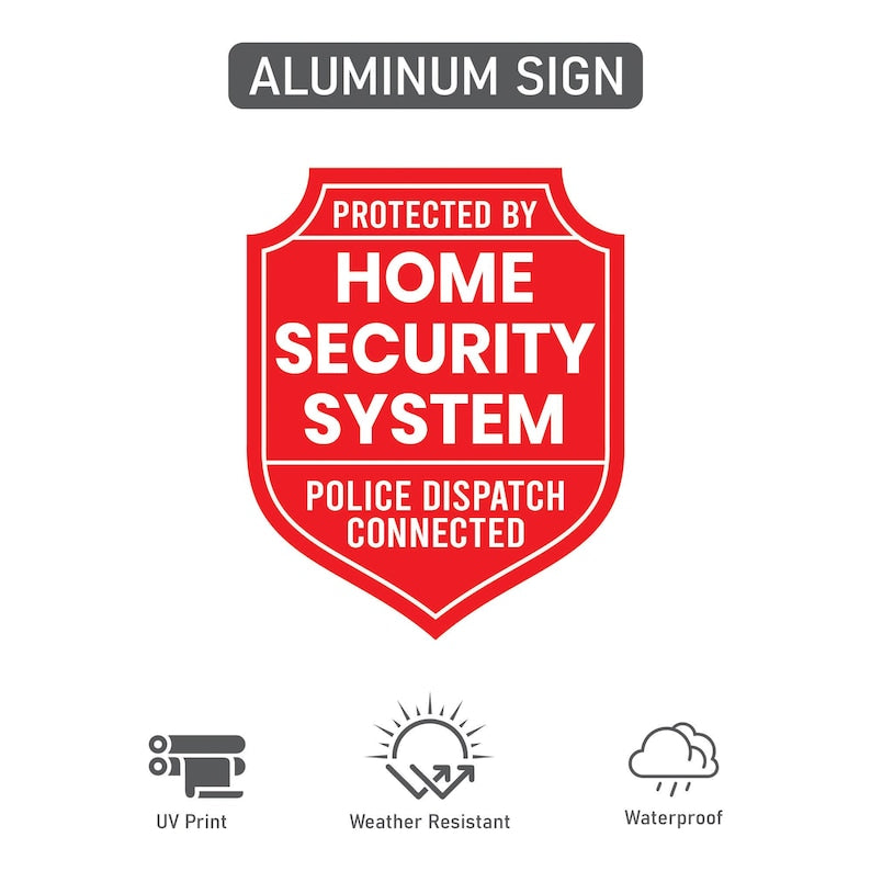 2 Pack Protected by Home Security System Yard Sign with 16" Stake, Shield Shape Rust-Free Aluminum Warning Sign, UV Protected Alarm Sign
