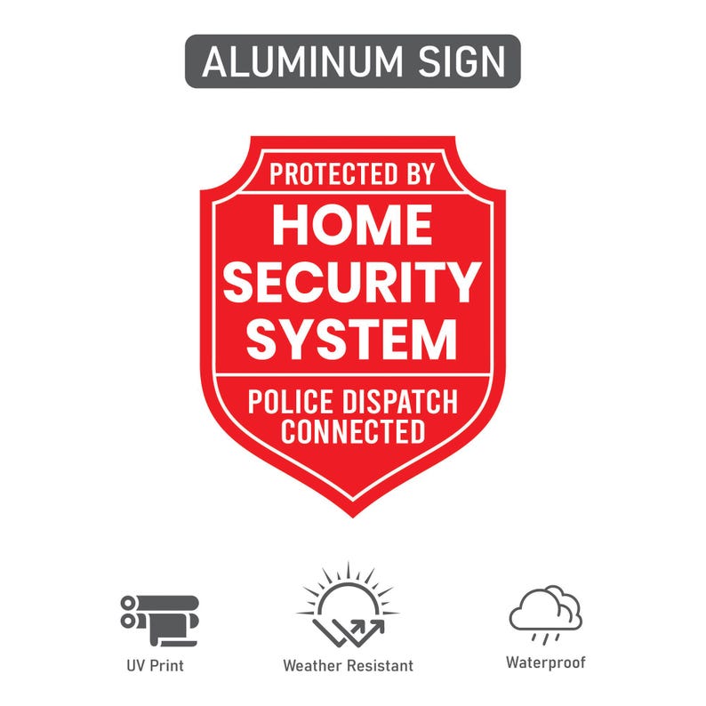 3 Pack Protected by Home Security System Yard Sign with 16" Stake, Shield Shape Rust-Free Aluminum Warning Sign, UV Protected Alarm Sign