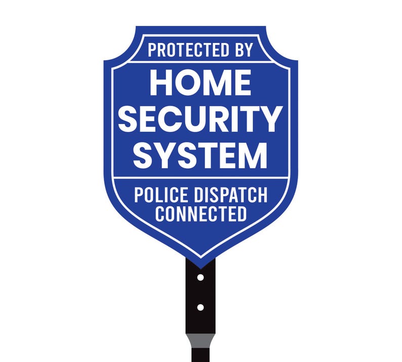 2 Pack Protected by Home Security System Yard Sign with 16" Stake, Shield Shape Rust-Free Aluminum Warning Sign, UV Protected Alarm Sign
