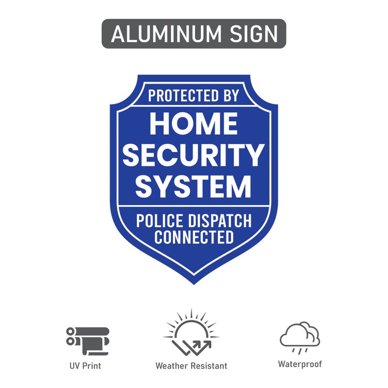 2 Pack Protected by Home Security System Yard Sign with 16" Stake, Shield Shape Rust-Free Aluminum Warning Sign, UV Protected Alarm Sign