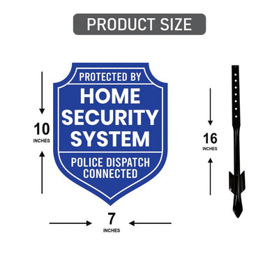 3 Pack Protected by Home Security System Yard Sign with 16" Stake, Shield Shape Rust-Free Aluminum Warning Sign, UV Protected Alarm Sign
