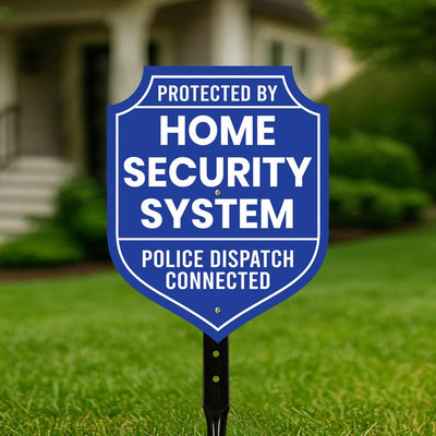 3 Pack Protected by Home Security System Yard Sign with 16" Stake, Shield Shape Rust-Free Aluminum Warning Sign, UV Protected Alarm Sign