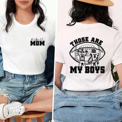 Personalized Football Mom Short Sleeve Shirt, Those Are My Boy Short Sleeve Shirt, Football Kids Game Day Tee