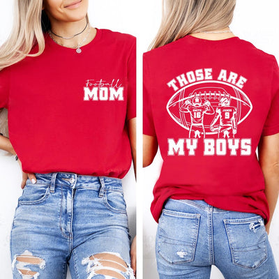 Personalized Football Mom Short Sleeve Shirt, Those Are My Boy Short Sleeve Shirt, Football Kids Game Day Tee