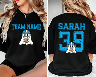 Custom Football Team Short Sleeve Shirt, Personalized Jersey Name & Number Short Sleeve Shirt, Ghost Mascot Sports Tee