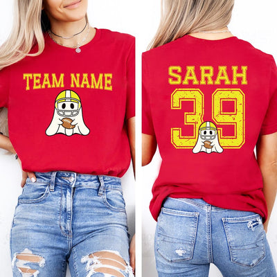 Custom Football Team Short Sleeve Shirt, Personalized Jersey Name & Number Short Sleeve Shirt, Ghost Mascot Sports Tee
