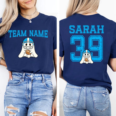 Custom Football Team Short Sleeve Shirt, Personalized Jersey Name & Number Short Sleeve Shirt, Ghost Mascot Sports Tee