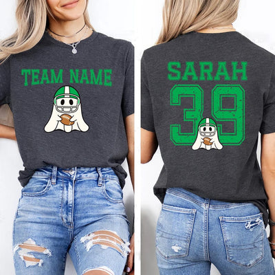 Custom Football Team Short Sleeve Shirt, Personalized Jersey Name & Number Short Sleeve Shirt, Ghost Mascot Sports Tee