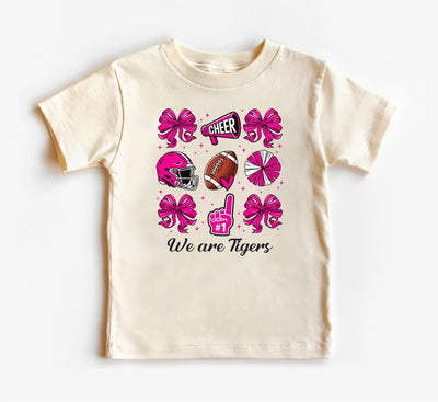 Custom Personal Football Coquette Bow Short Sleeve Shirt, Custom Name Short Sleeve Shirt, Cute Football Toddler Tee