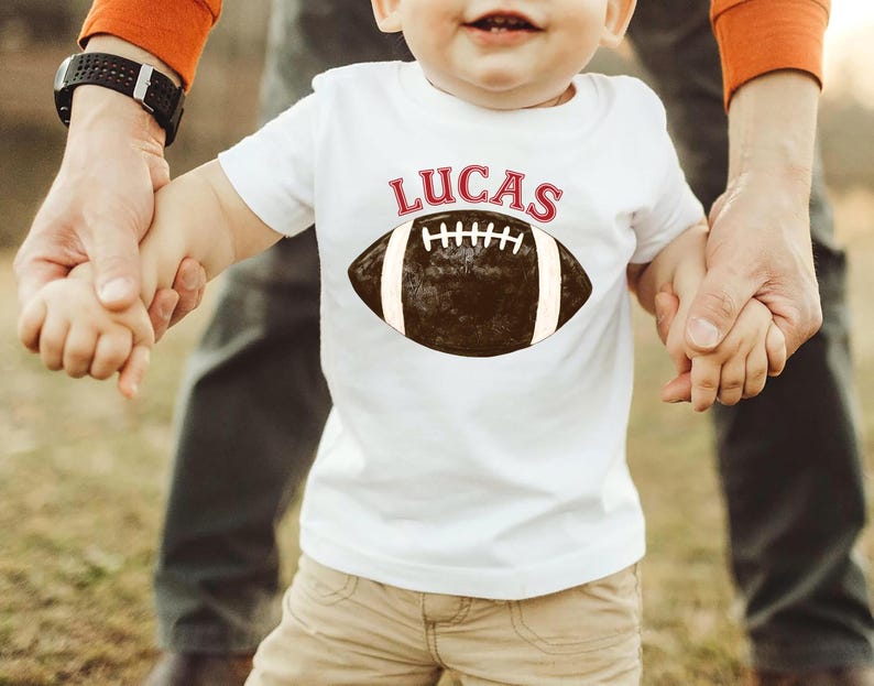 Retro Personalized Football Short Sleeve Shirt, Football with Custom Name Graphic Short Sleeve Shirt, Kids Fall Sports Tee