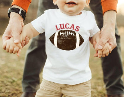 Retro Personalized Football Short Sleeve Shirt, Football with Custom Name Graphic Short Sleeve Shirt, Kids Fall Sports Tee