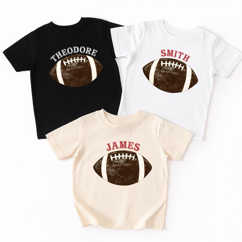 Retro Personalized Football Short Sleeve Shirt, Football with Custom Name Graphic Short Sleeve Shirt, Kids Fall Sports Tee
