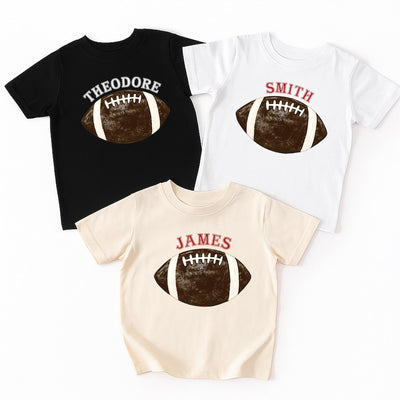 Retro Personalized Football Shirt, Football with Custom Name Graphic Shirt, Kids Fall Sports Tee