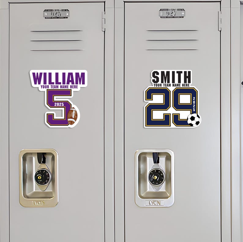 Personalized Football Locker Magnet, Custom Jersey Number School Magnet, Football Team Player Magnet Sign