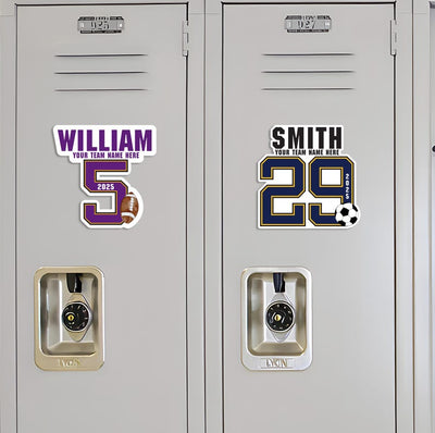 Personalized Football Locker Magnet, Custom Jersey Number School Magnet, Football Team Player Magnet Sign