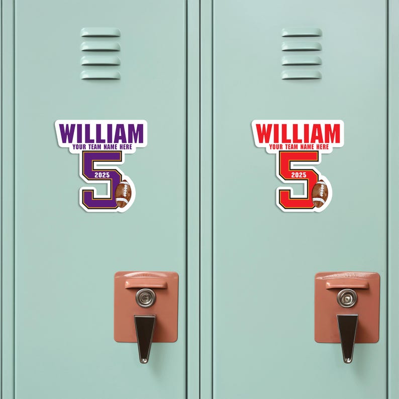 Personalized Football Locker Magnet, Custom Jersey Number School Magnet, Football Team Player Magnet Sign