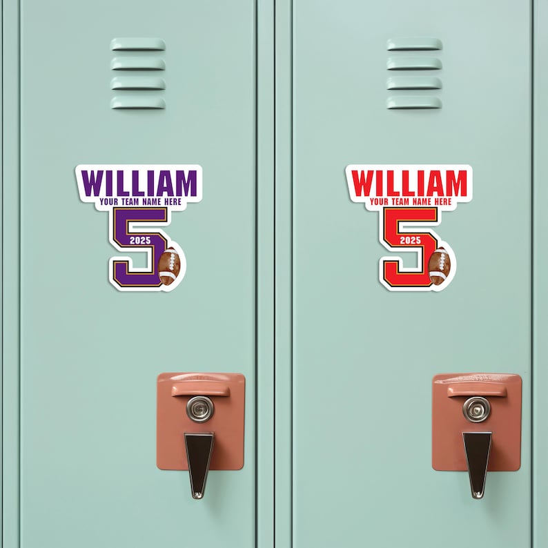 Personalized Football Locker Magnet, Custom Jersey Number School Magnet, Football Team Player Magnet Sign
