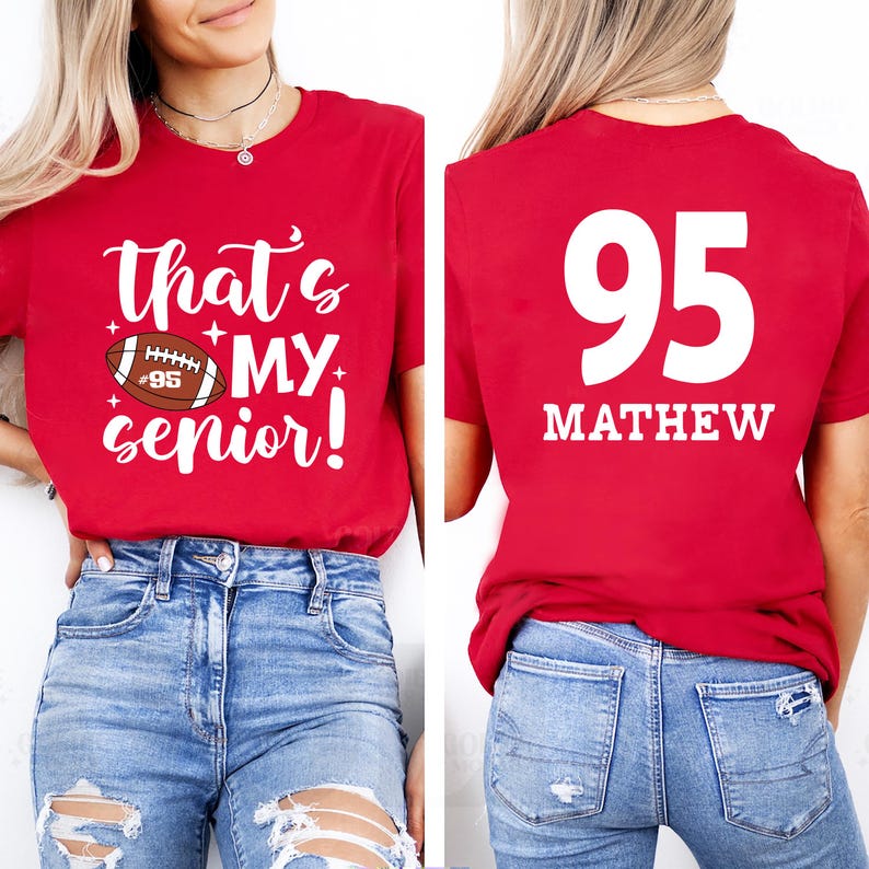 Personalized Senior 2025 Football Mom Short Sleeve Shirt, Custom Name Number Football Short Sleeve Shirt