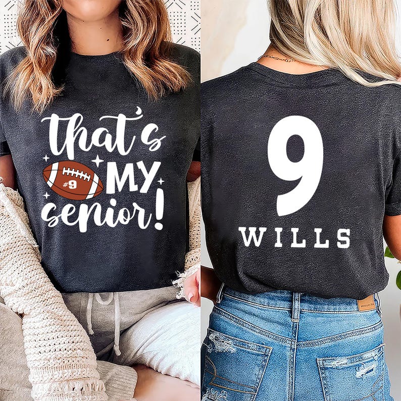 Personalized Senior 2025 Football Mom Short Sleeve Shirt, Custom Name Number Football Short Sleeve Shirt