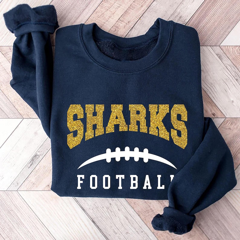 Custom Team Name Football with Laces Sweatshirt, Personalized Football Fan SweatShirt, Football Mom SweatShirt