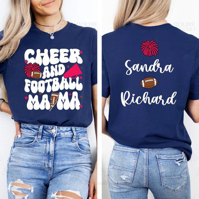 Cheer and Football Mom Short Sleeve Shirt, Custom Football and Cheer Mom Short Sleeve Shirt, Cheer Mama Tee