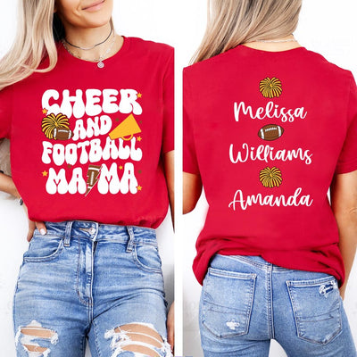 Cheer and Football Mom Short Sleeve Shirt, Custom Football and Cheer Mom Short Sleeve Shirt, Cheer Mama Tee