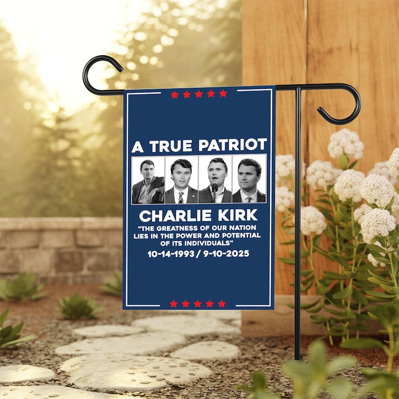 Justice for Charlie Garden Flag, Charlie Kirk Patriot Yard Flag, Conservative Political Statement Outdoor Flag, Right-Wing Rally Banner