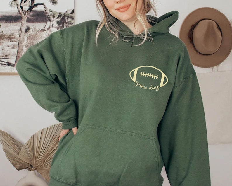 Game Day Football Embroidered Hoodie, Touchdown Hoodie, Women’s Football Hoodie