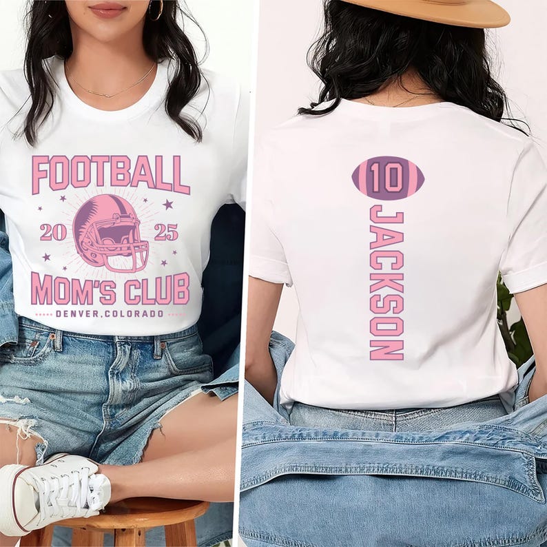 Custom Football Short Sleeve Shirt, Personalized Sport Mom Athlete Jersey Number Short Sleeve Shirt, Game Day Mama Tee