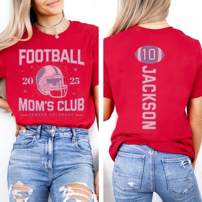 Custom Football Short Sleeve Shirt, Personalized Sport Mom Athlete Jersey Number Short Sleeve Shirt, Game Day Mama Tee