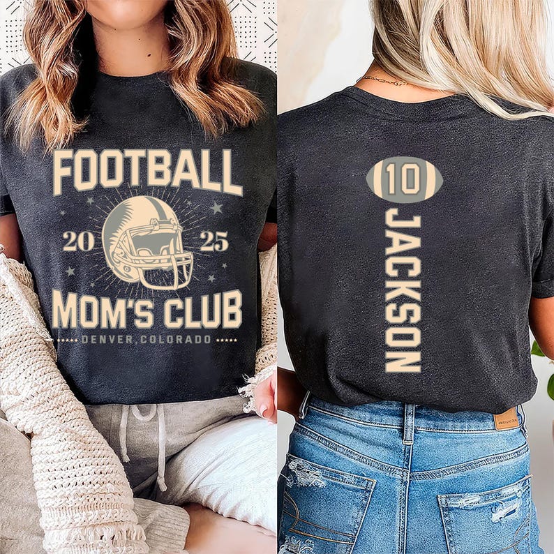Custom Football Short Sleeve Shirt, Personalized Sport Mom Athlete Jersey Number Short Sleeve Shirt, Game Day Mama Tee