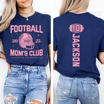 Custom Football Short Sleeve Shirt, Personalized Sport Mom Athlete Jersey Number Short Sleeve Shirt, Game Day Mama Tee