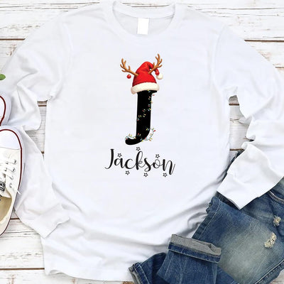 Family Christmas Name Long Sleeve Shirt, Monogrammed Family Christmas Long Sleeve Shirt