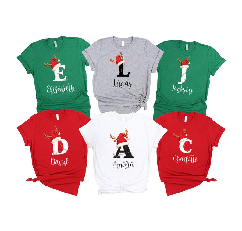 Family Christmas Name Short Sleeve Shirt, Monogrammed Family Christmas Short Sleeve Shirt, Personalized Christmas Family Tee