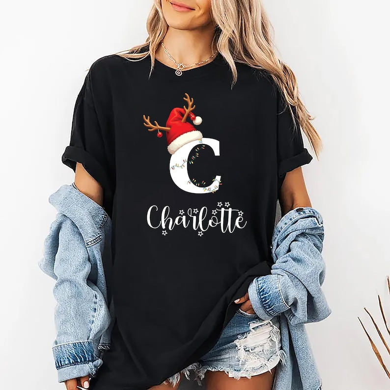 Family Christmas Name Short Sleeve Shirt, Monogrammed Family Christmas Short Sleeve Shirt, Personalized Christmas Family Tee