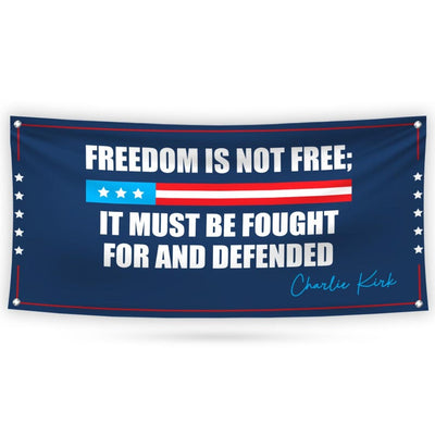 Charlie Kirk Banner Sign, Justice For Charlie Kirk Political Sign, A True Patriot Charlie Kirk Vinyl Banner with Metal Grommets