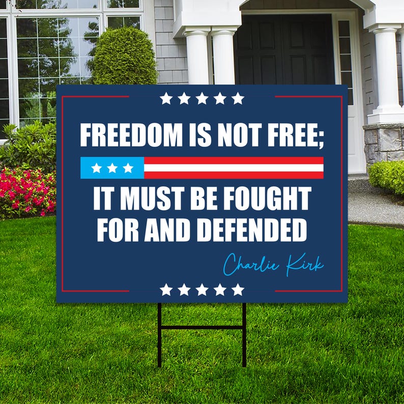 Justice for Charlie Yard Sign, A True Patriot Charlie Kirk Lawn Display, Political, Conservative Statement Yard Sign with Metal H-Stake