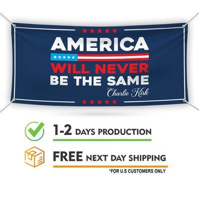 Charlie Kirk Banner Sign, Justice For Charlie Kirk Political Sign, A True Patriot Charlie Kirk Vinyl Banner with Metal Grommets