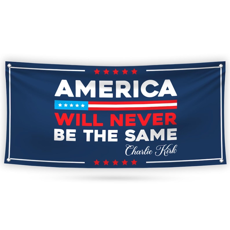 Charlie Kirk Banner Sign, Justice For Charlie Kirk Political Sign, A True Patriot Charlie Kirk Vinyl Banner with Metal Grommets