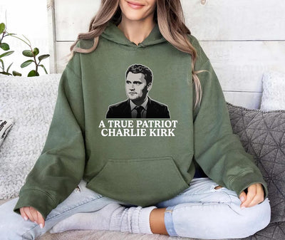 Justice for Charlie Hoodie, A True Patriot Charlie Kirk Hoodie, Charlie Kirk Is My Hero Hoodie