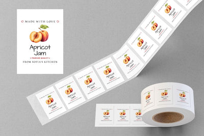 Personalized Apricot Jam Roll Labels, Custom Apricot Jam Product Stickers, Business Apricot Jam Labels for Jars, Canning, Lid Stickers