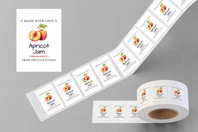 Personalized Apricot Jam Roll Labels, Custom Apricot Jam Product Stickers, Business Apricot Jam Labels for Jars, Canning, Lid Stickers